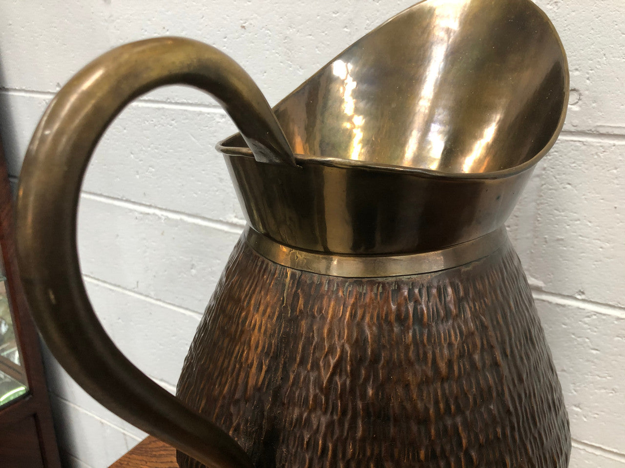 French Arts & Crafts Style Brass & Copper Jug