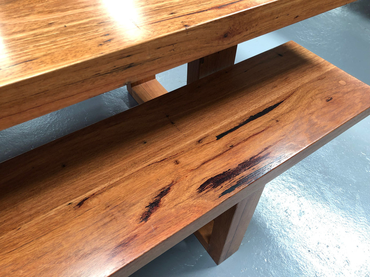 Industrial Style Dining Table and Bench Seats
