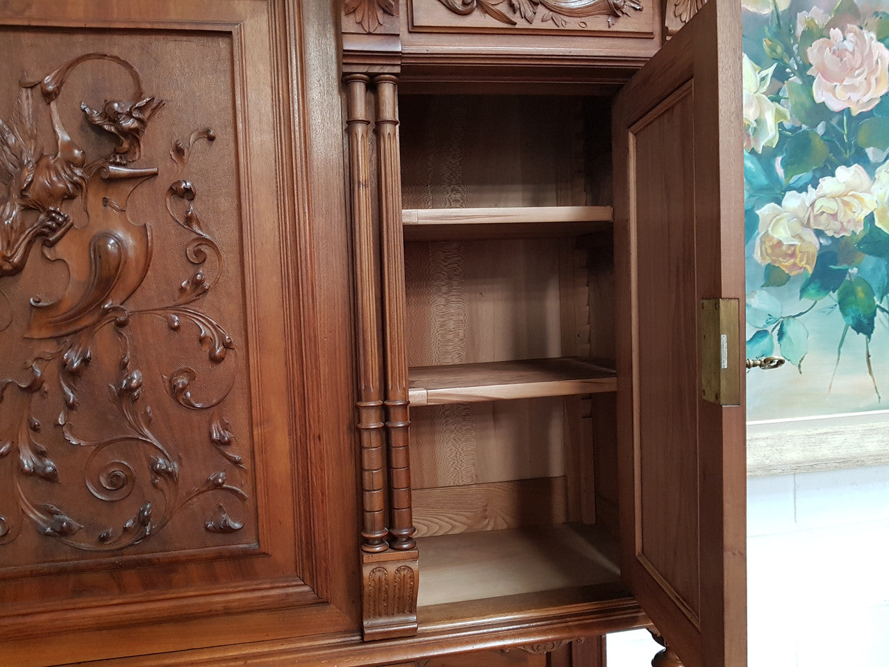 French Walnut Henry II Style Sideboard/Buffet With Superb Carving