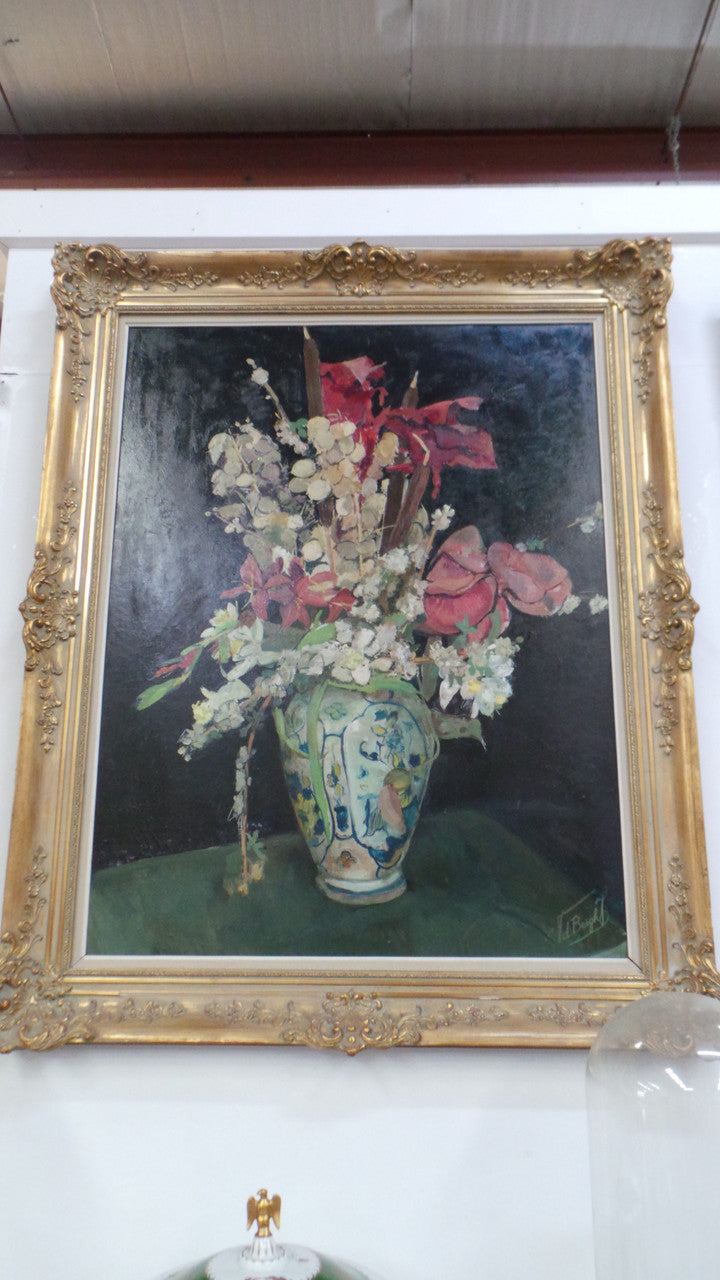Impressive Belgium Still Life Oil On Board