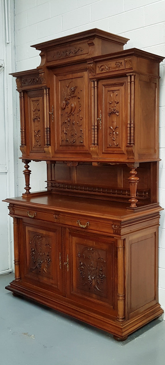 French Walnut Henry II Style Sideboard/Buffet With Superb Carving