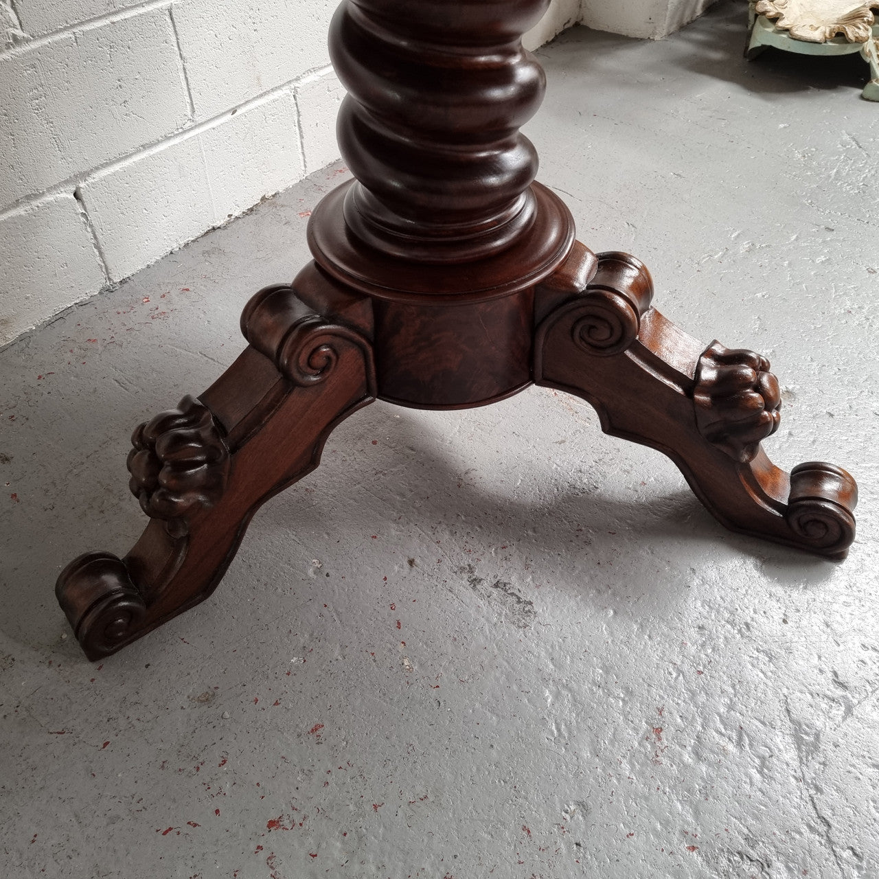 French 19th Century Napoleon III Walnut and marble top centre table. It has been sourced from France and is in good original detailed condition.