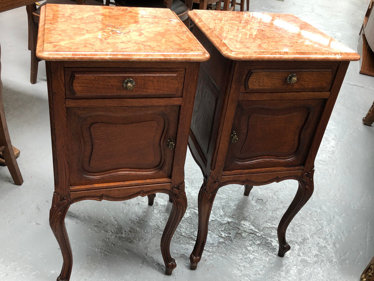 Lovely Pair Of French Oak Bedsides
