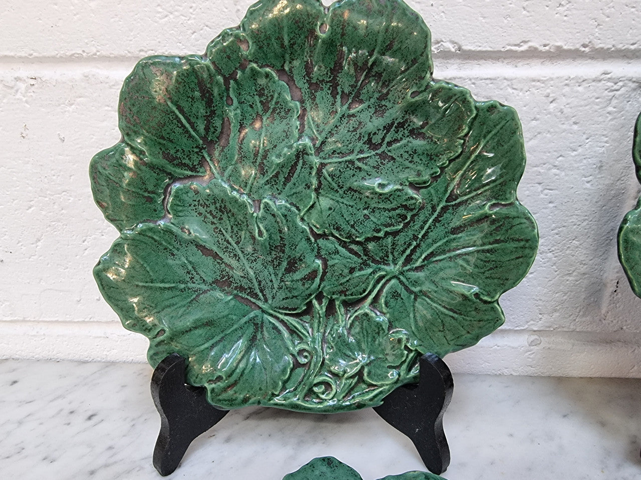 Set of 6 Victorian majolica grape vine plates. No markings – European. In very good original condition. $265 the set of six. 22.5cm Diam