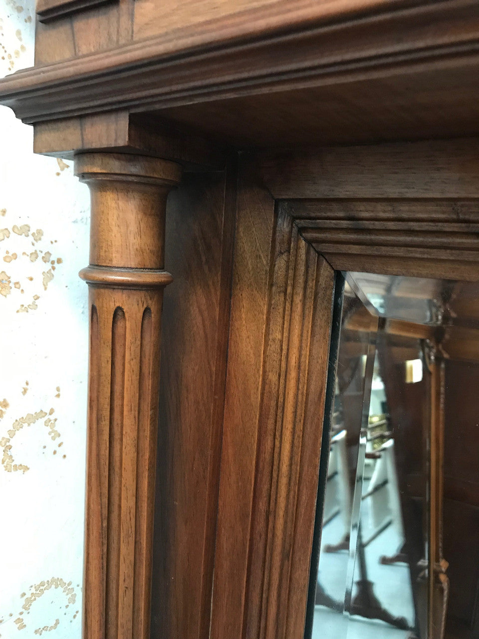 Beautiful Large French Walnut Mantle Mirror