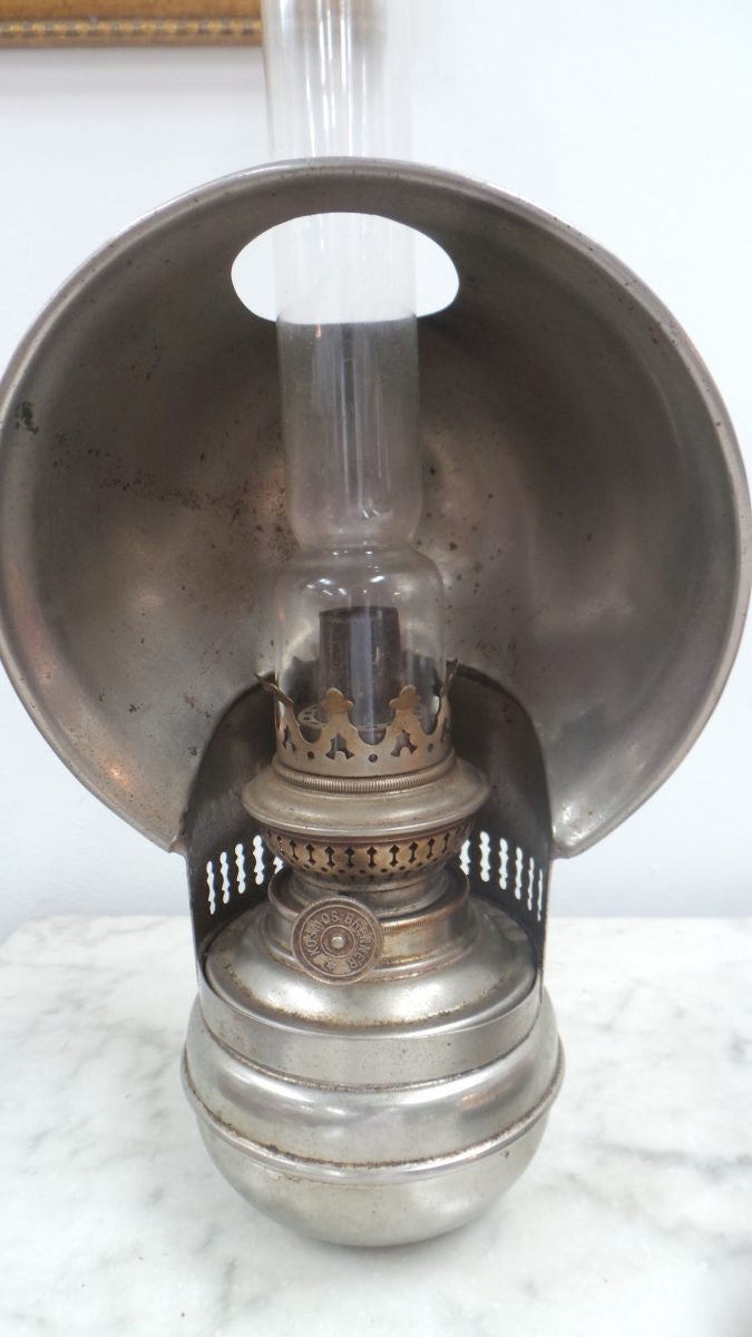 Antique Kerosene Metal Lamp With Reflector