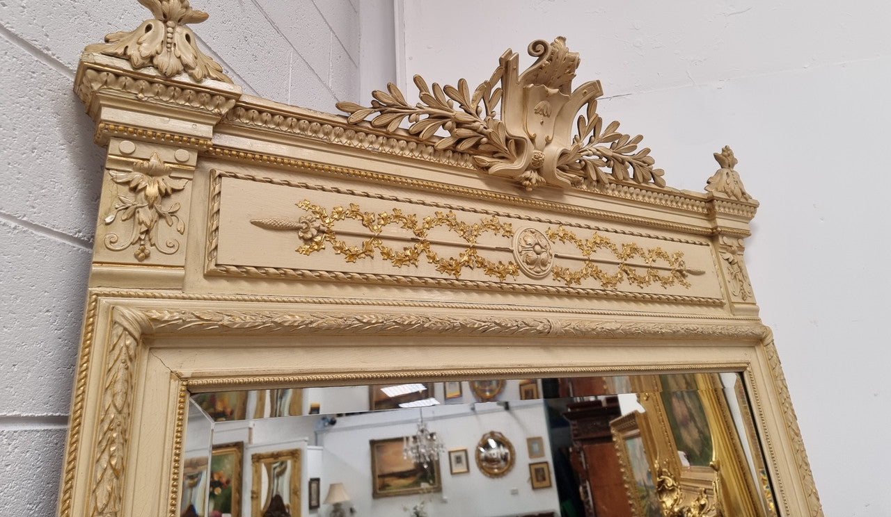 French 19th Century Napoleon III Style Grand Painted & Gilded Mirror