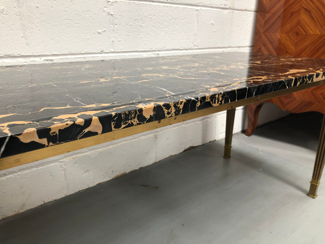 French Art Deco Coffee Table With A Portoro Marble Top