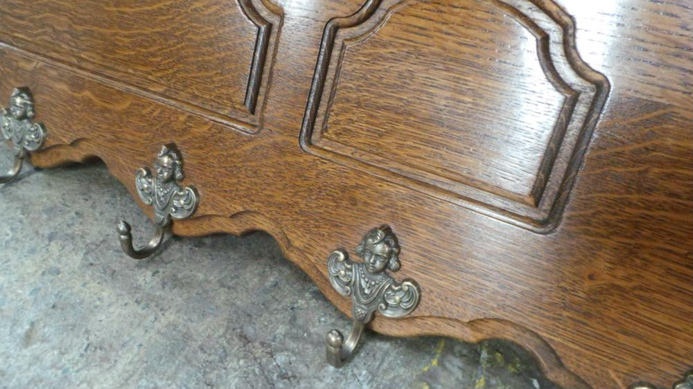 French Oak Carved Wall Mounted Coat-Hat Rack