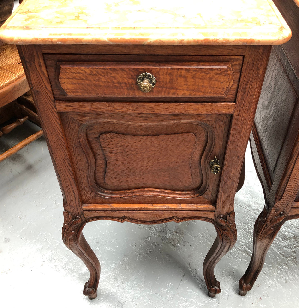 Lovely Pair Of French Oak Bedsides