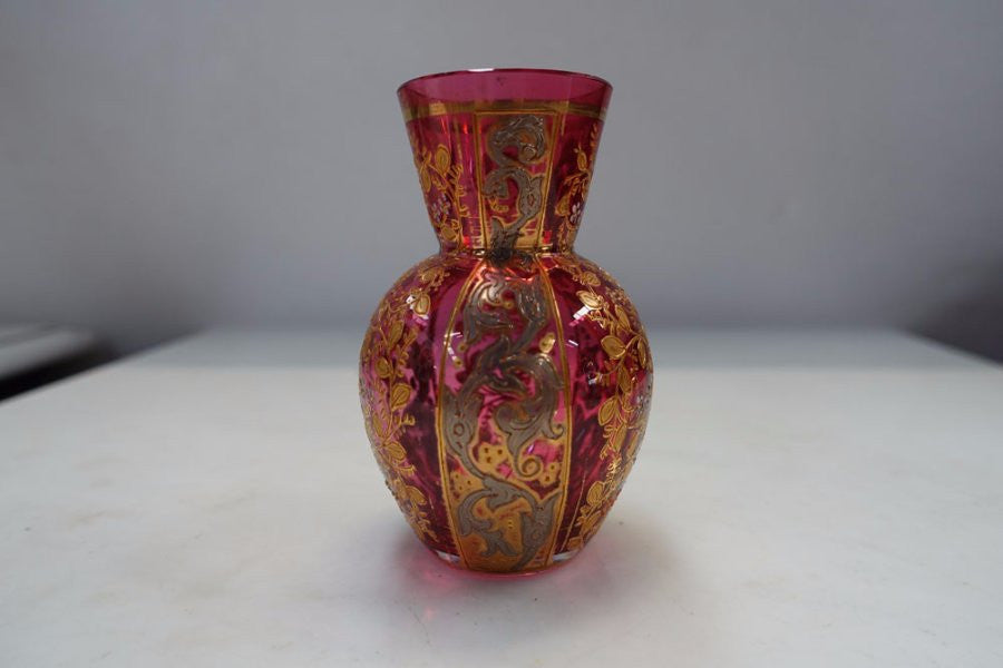 Bohemian Moser Style Cranberry Art Glass-2