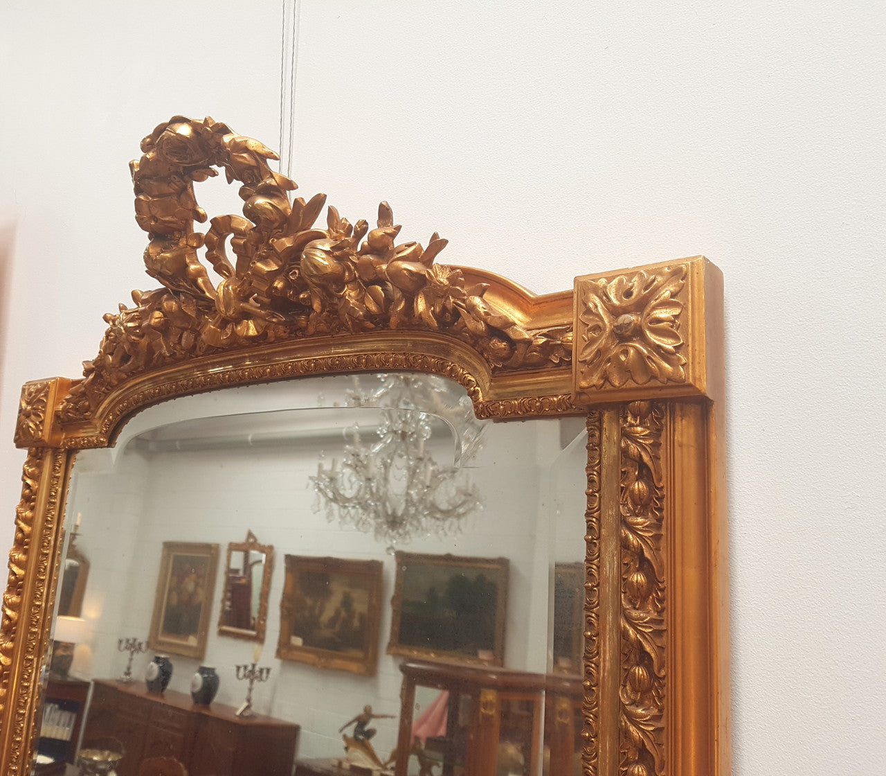 French Gilt Napoleon III Over Mantle Mirror