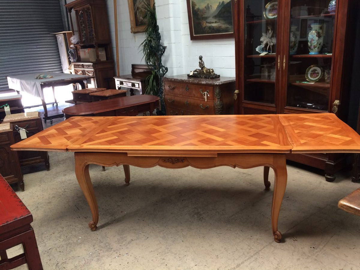 Cherrywood Parquetry Top Extension Dining Table