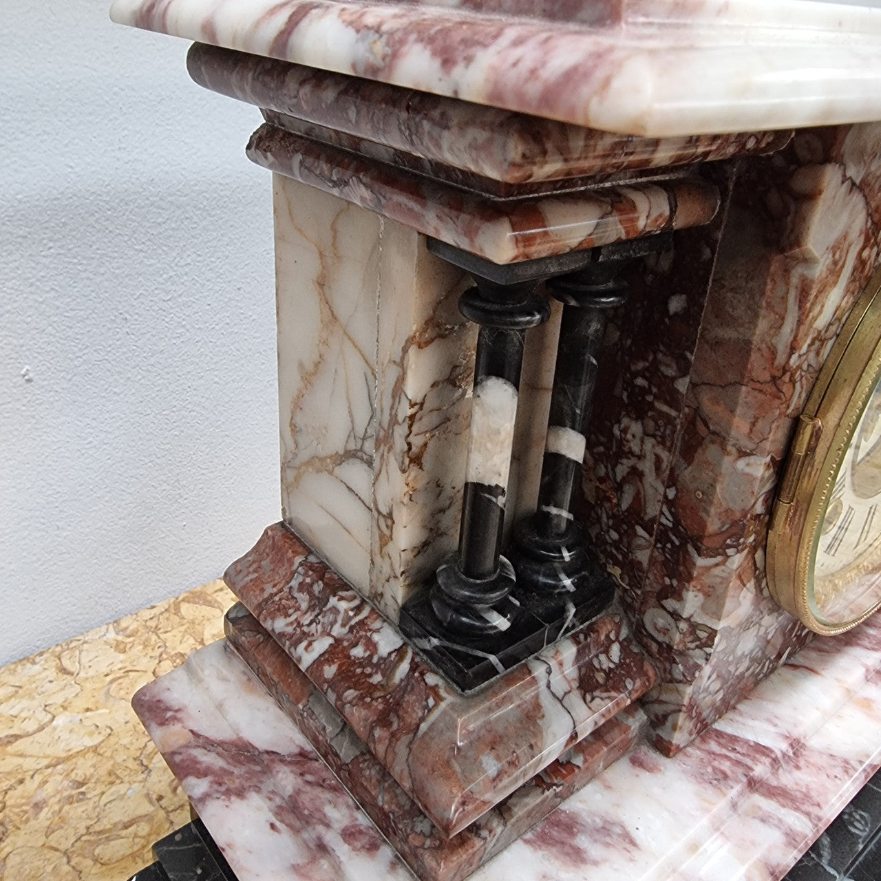 Fabulous Late Victorian Ansonia marble mantle clock, with an exposed escapement. Its movement has been overhauled and in lovely condition.