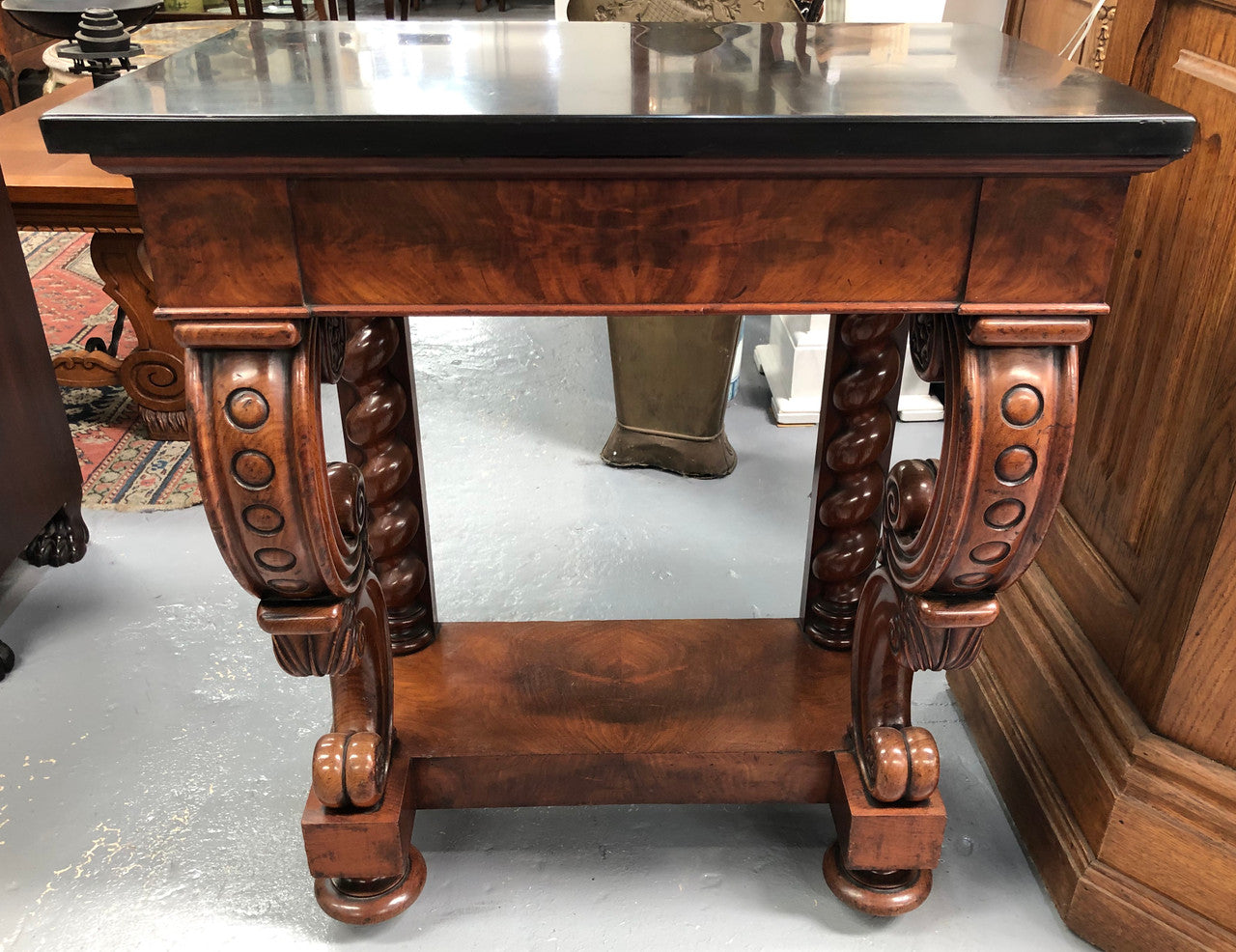 Antique French Flame Mahogany Console Table