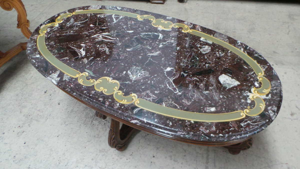 French Marble Oval Top Coffee Table