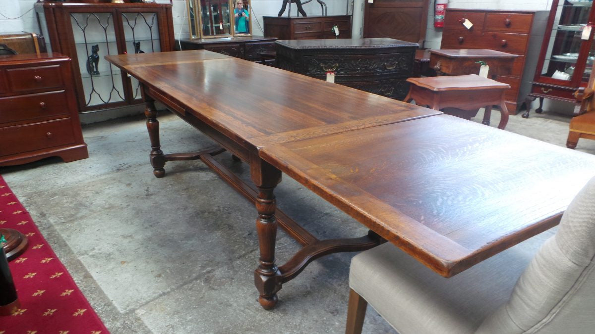 A Large French Farmhouse Oak Extension Table