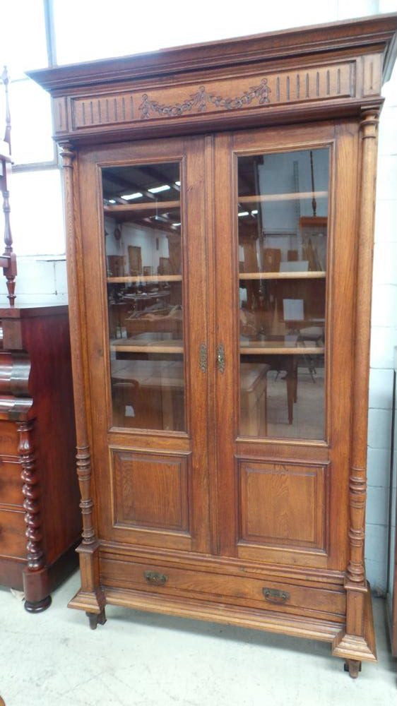 French Oak Two Door Bookcase