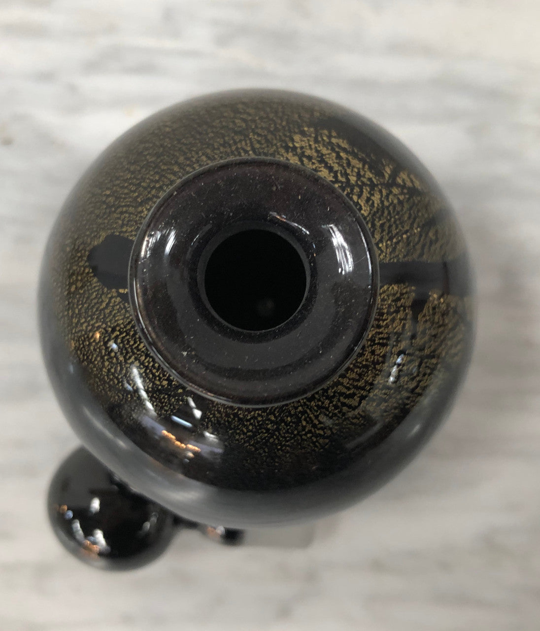 Nick Wirdnam Round Black & Gold Art Glass Scent Bottle