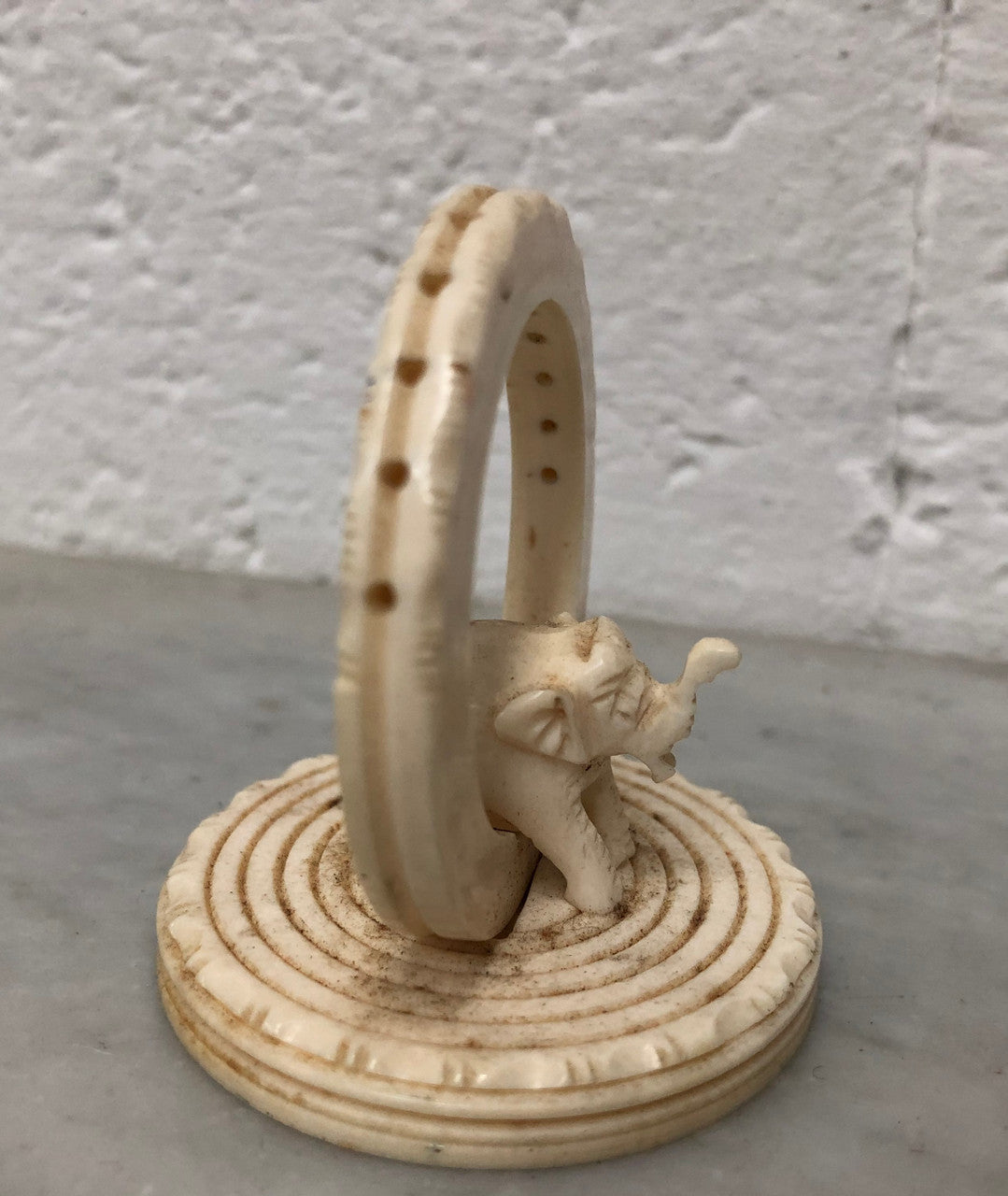 Unusual Antique carved Ivory serviette ring Featuring an Elephant. In good original condition.