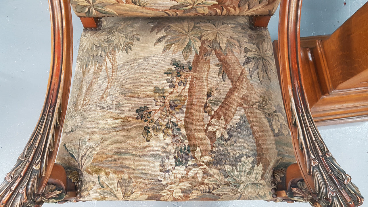 A sensational French walnut carved chair