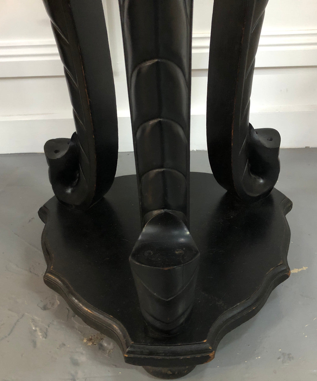 Fabulous French ebonized Elephant pedestal /plant stand with lovely carved detail and in good original detailed condition.