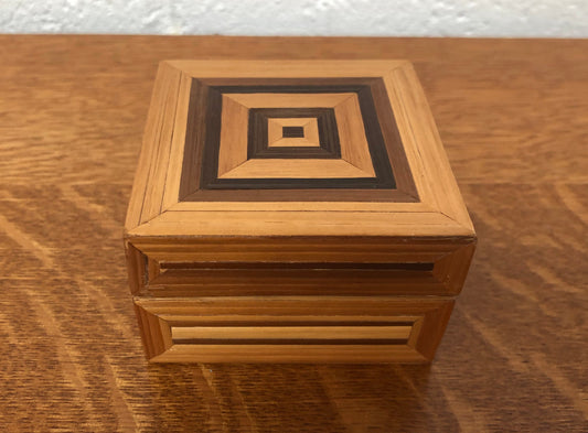 Vintage Square Parquetry Wooden Box