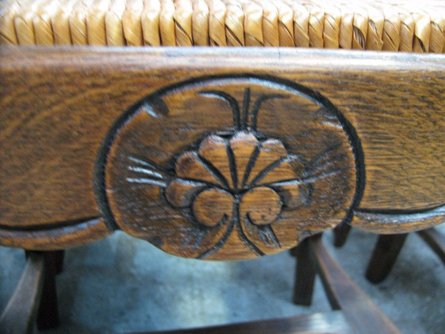 Set Of Six French Oak Dining Chairs