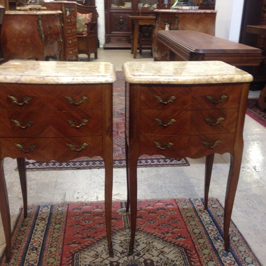 Pair Of French Louis XV Style Walnut Bedside Cabinets