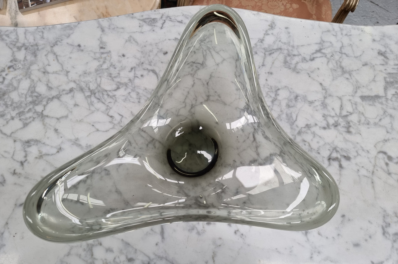 Holmegaard Danish Large Wavy Smoky Glass Bowl