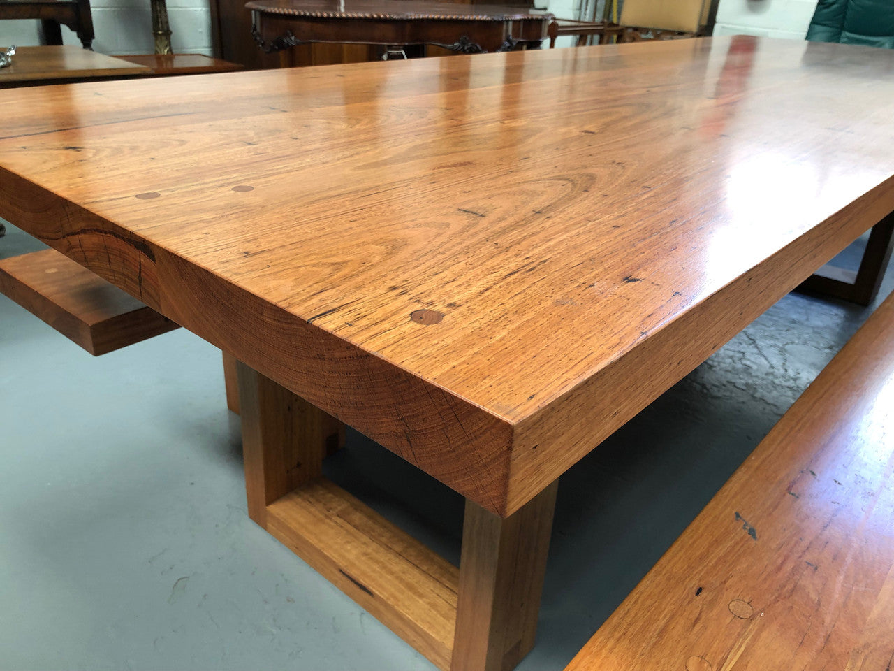 Industrial Style Dining Table and Bench Seats