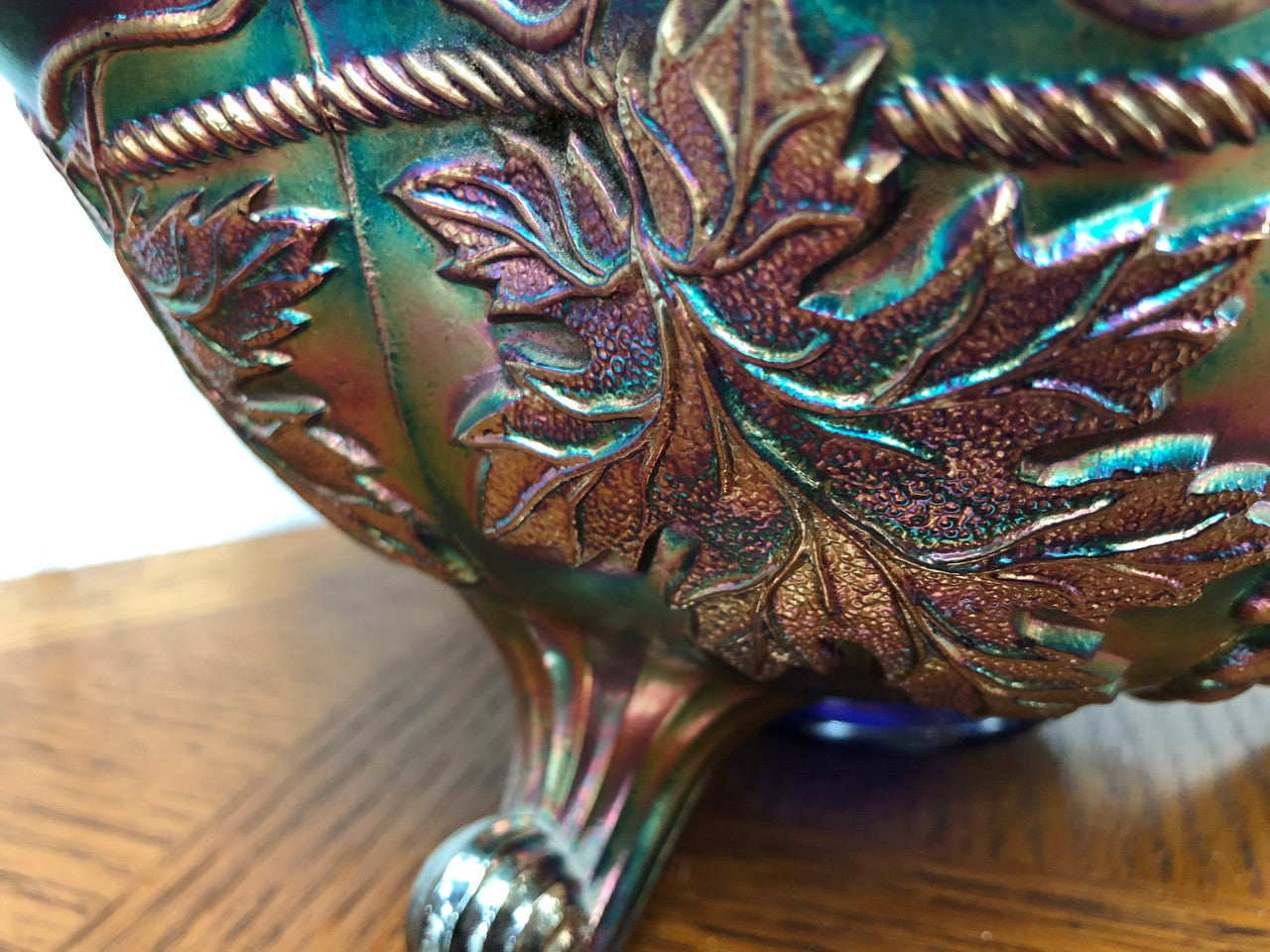 Large Cobalt Carnival Glass Bowl