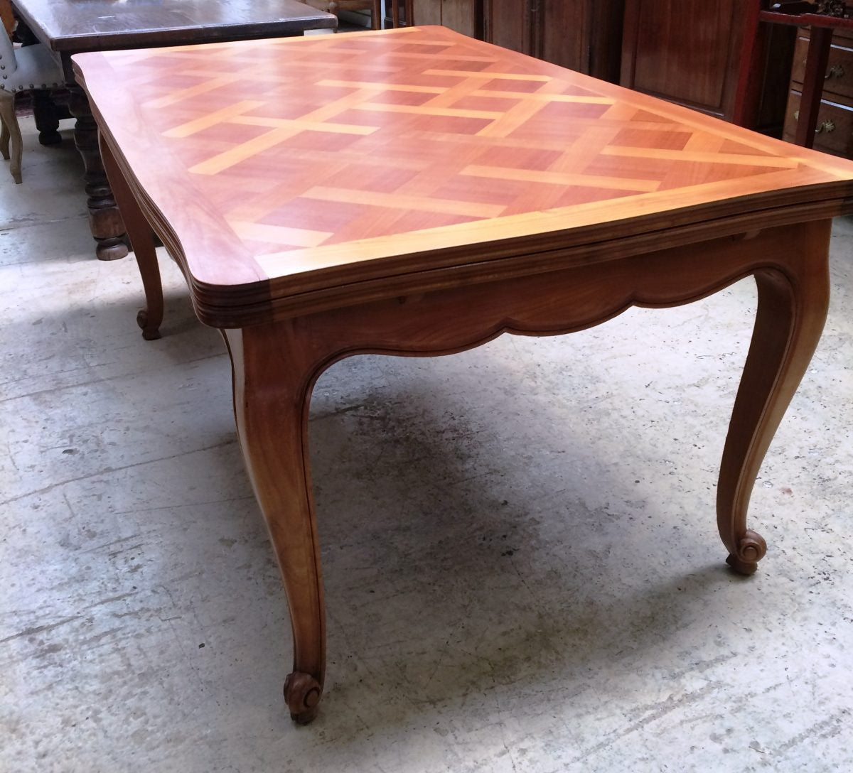 Cherrywood Parquetry Top Extension Dining Table