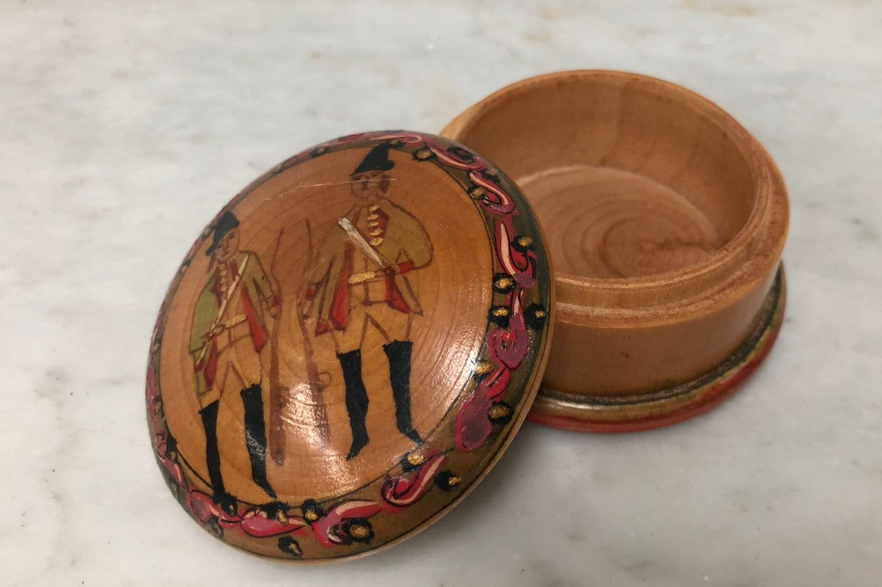 Vintage Treen Hand-Painted Trinket Box