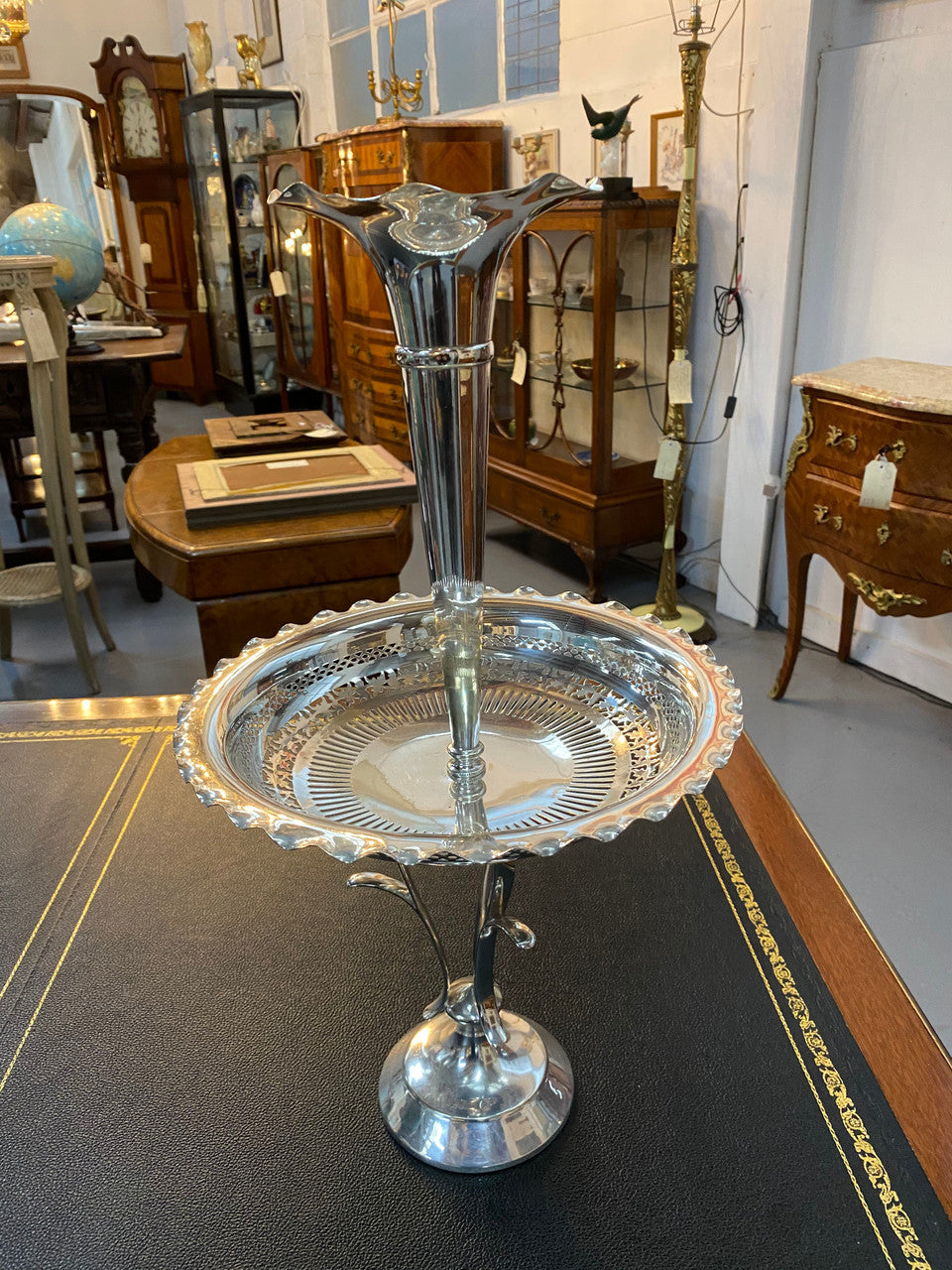 Late Victorian silver plated epergne table centerpiece.