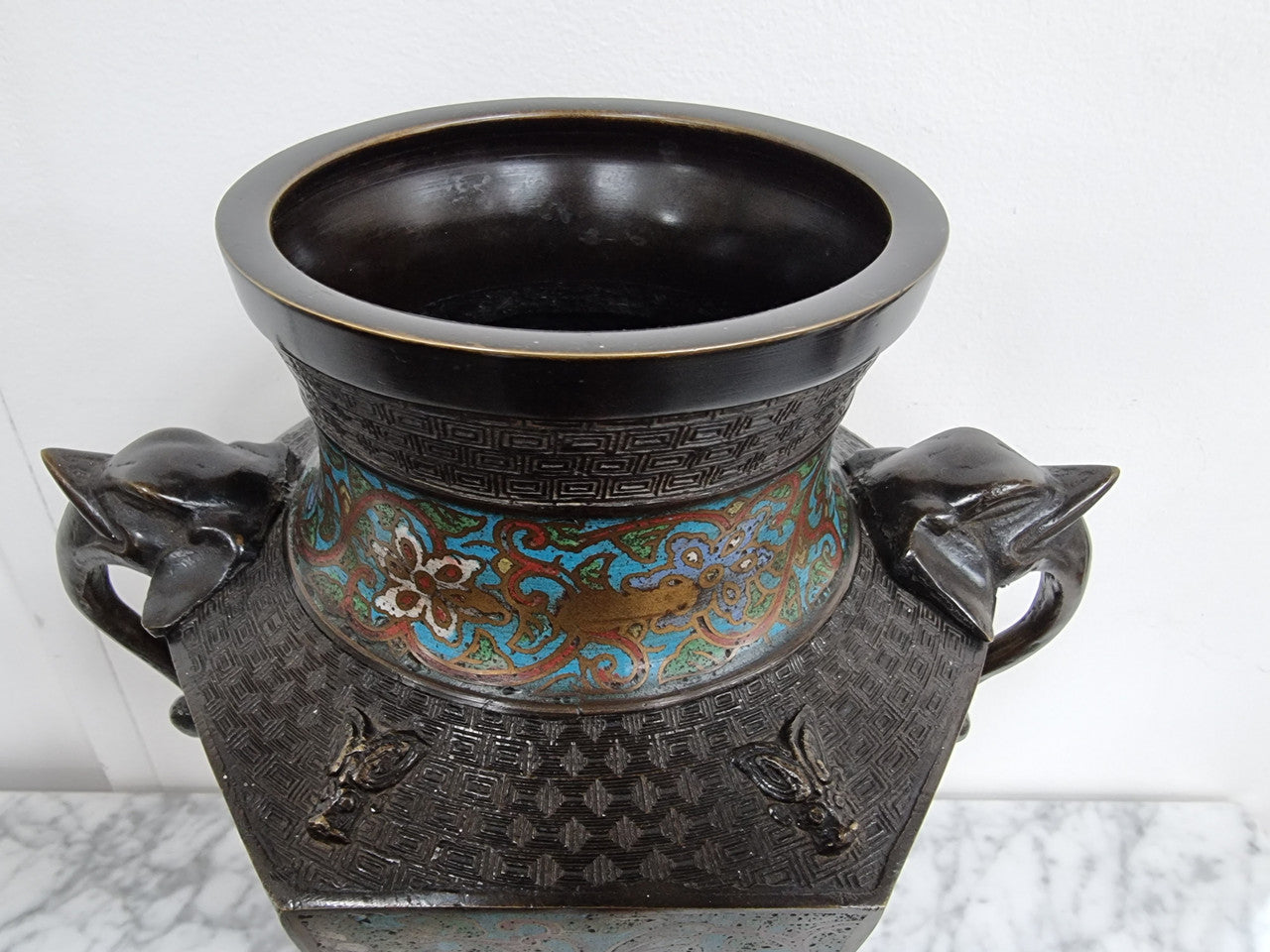 Superb Quality Japanese bronze and cloisonné vase in good original condition.