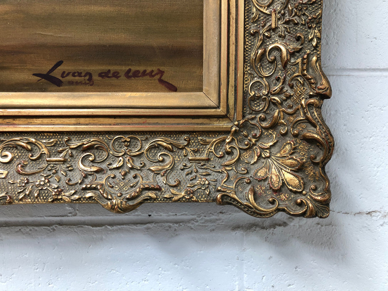 Large French signed oil on canvas of flowers. From circa 1950s and is in good original condition.