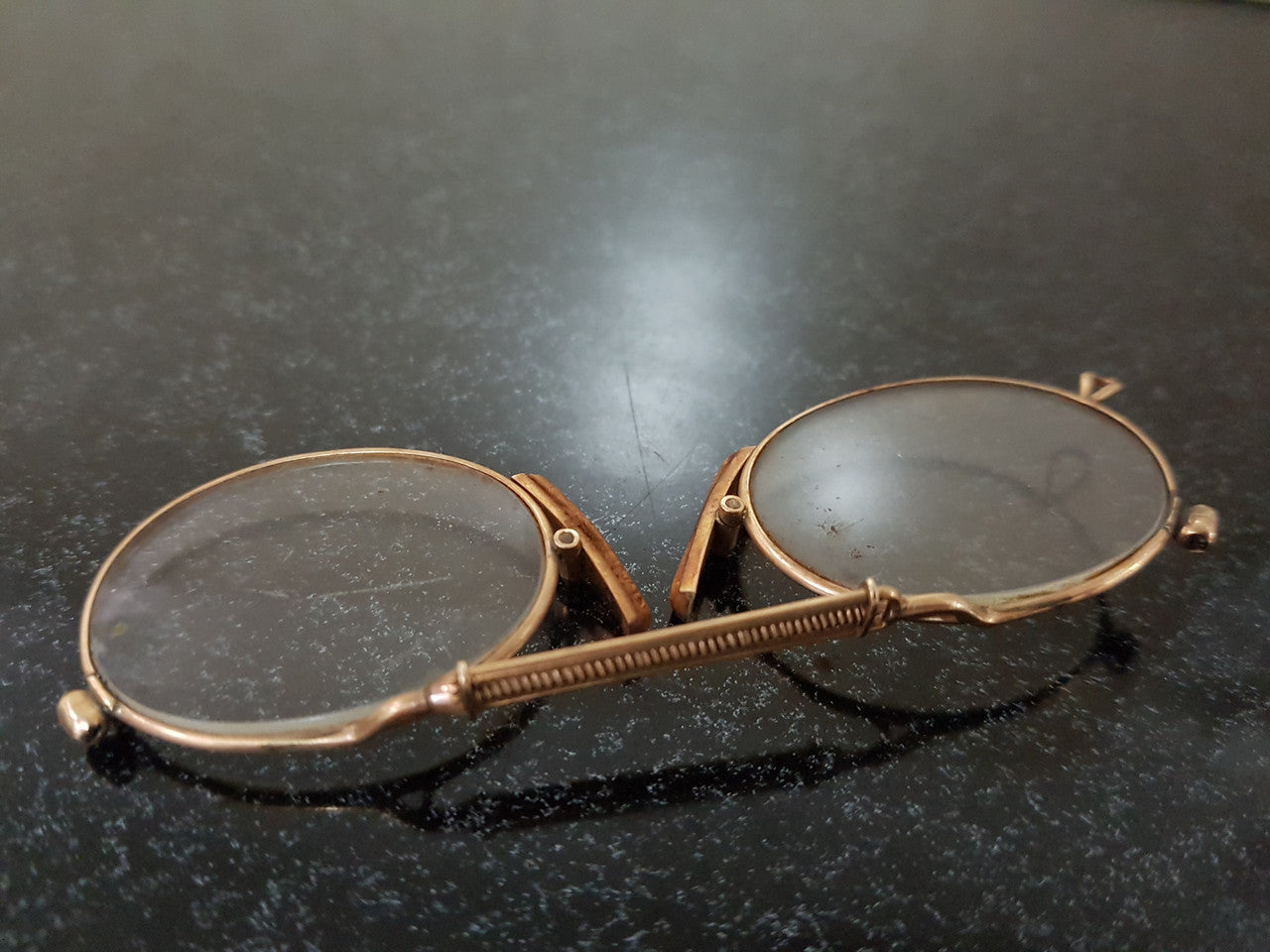 Antique Pince-Nez Reading Glasses Gold Plated