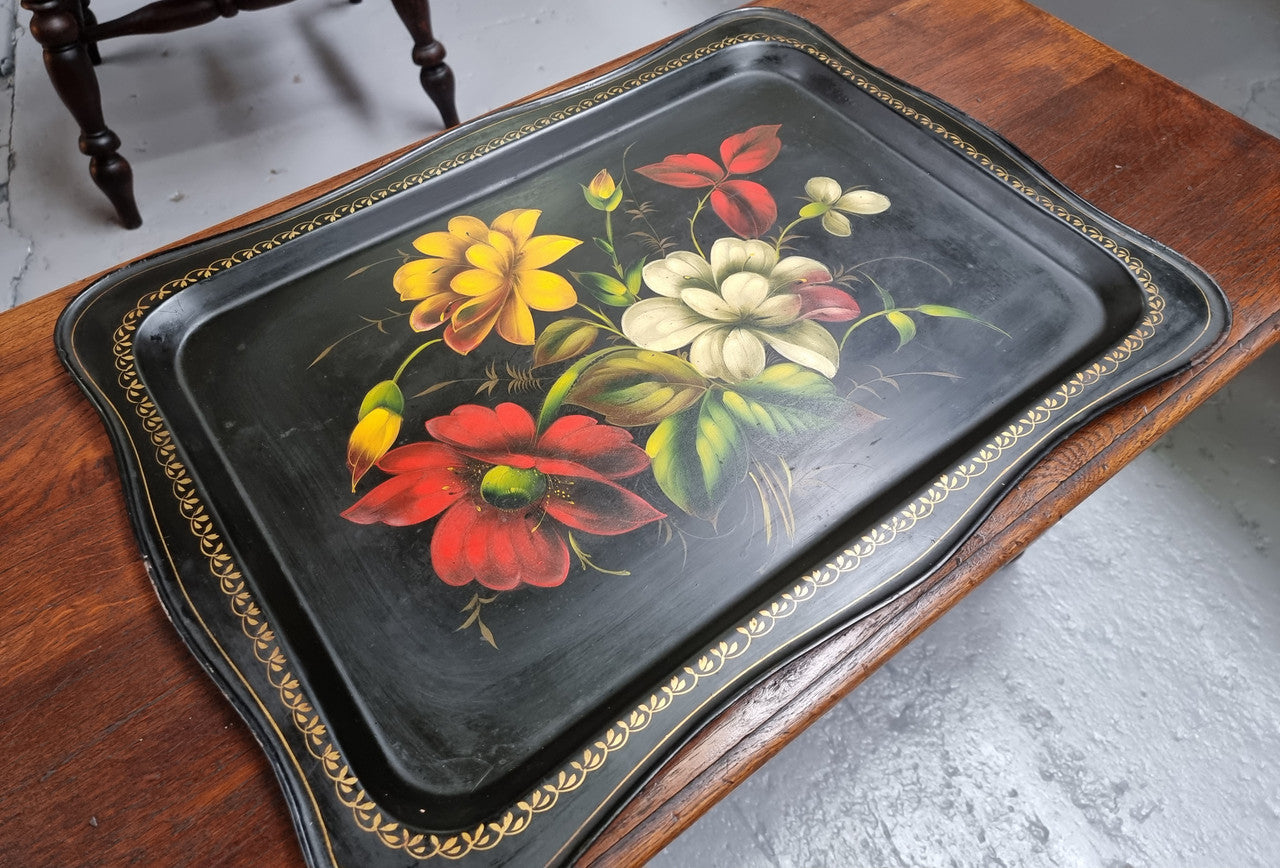 Fabulous 19th Century Finely Hand-Painted French Toleware Tray