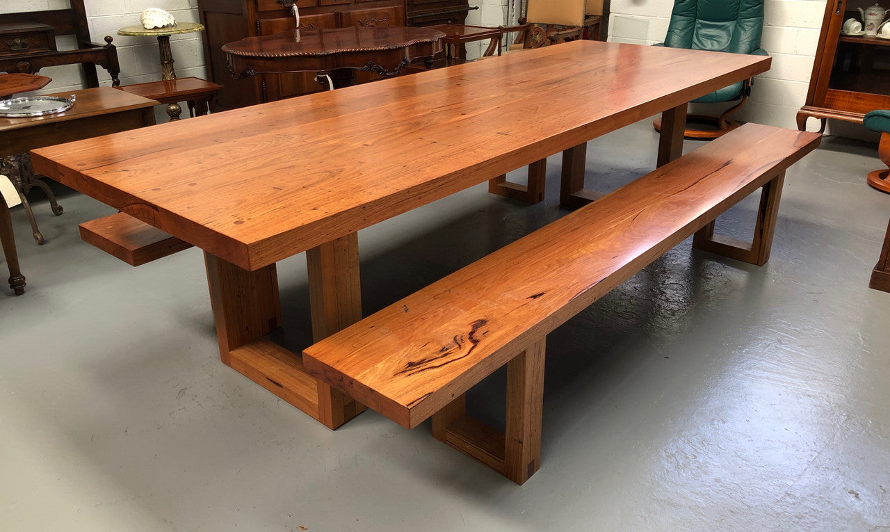 Industrial Style Dining Table and Bench Seats