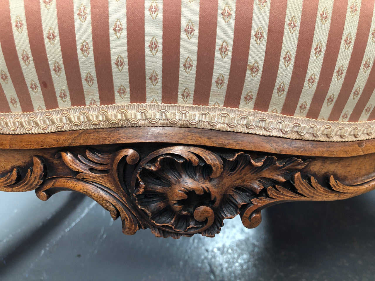 High Quality Antique Pair Of French Walnut Upholstered Arm Chairs
