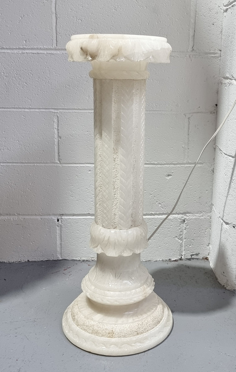 White Alabaster Floor Lamp Column Pedestal