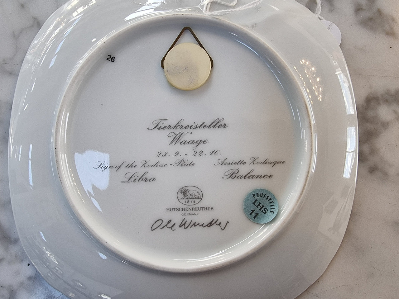 Hutschenreuther Sign of Zodiac Plate “Libra”