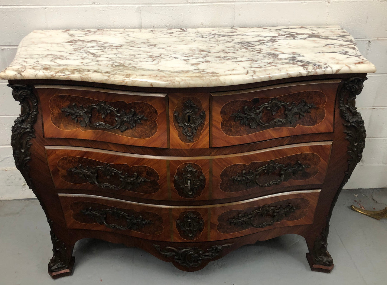 Antique French Louis XV Style Bombe Commode