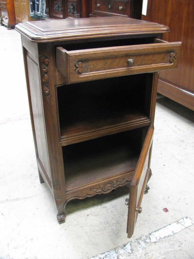 French Oak Bedside Cabinet-1
