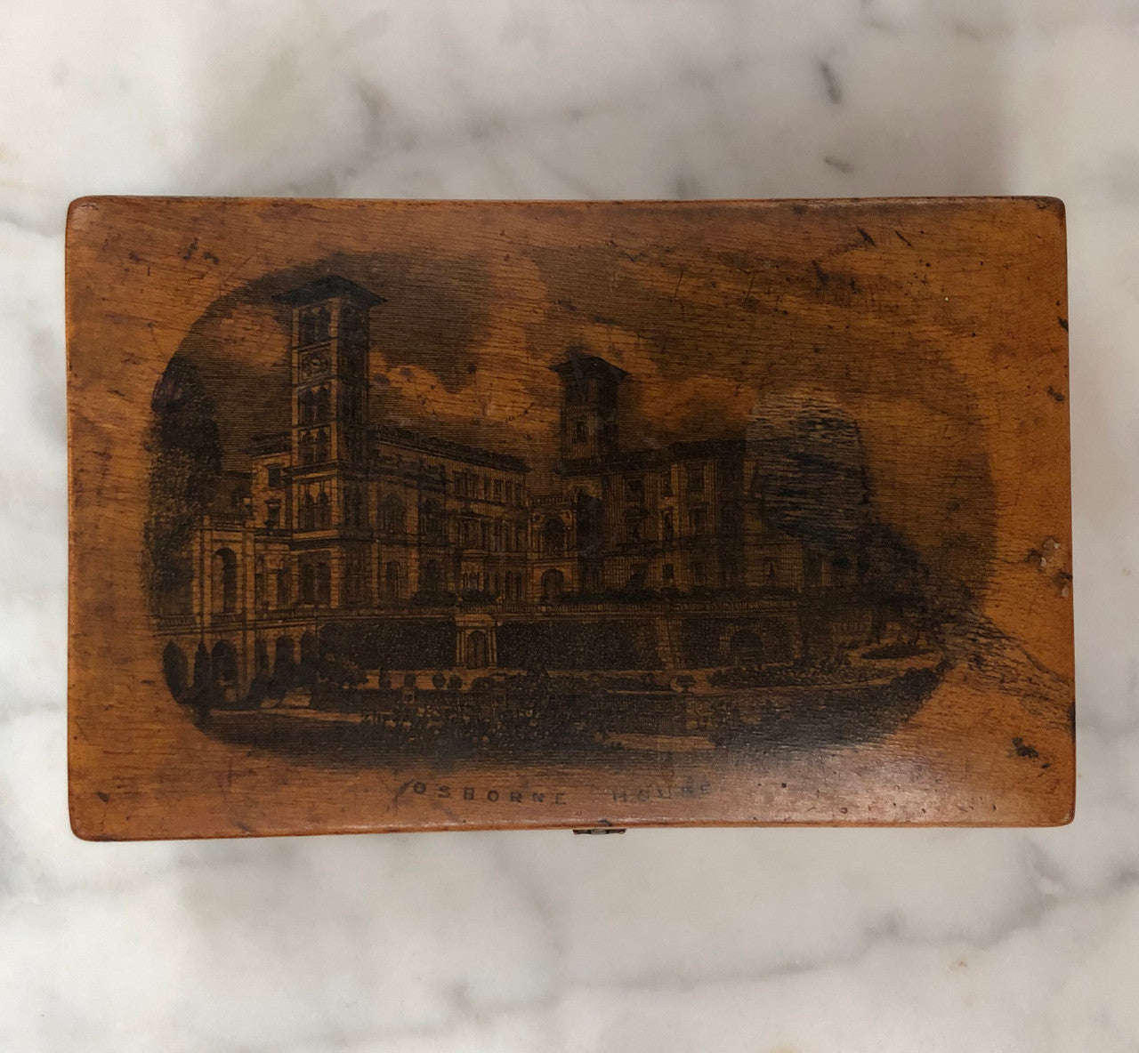 Victorian Mauchline Ware Wooden Box "Osborne House"