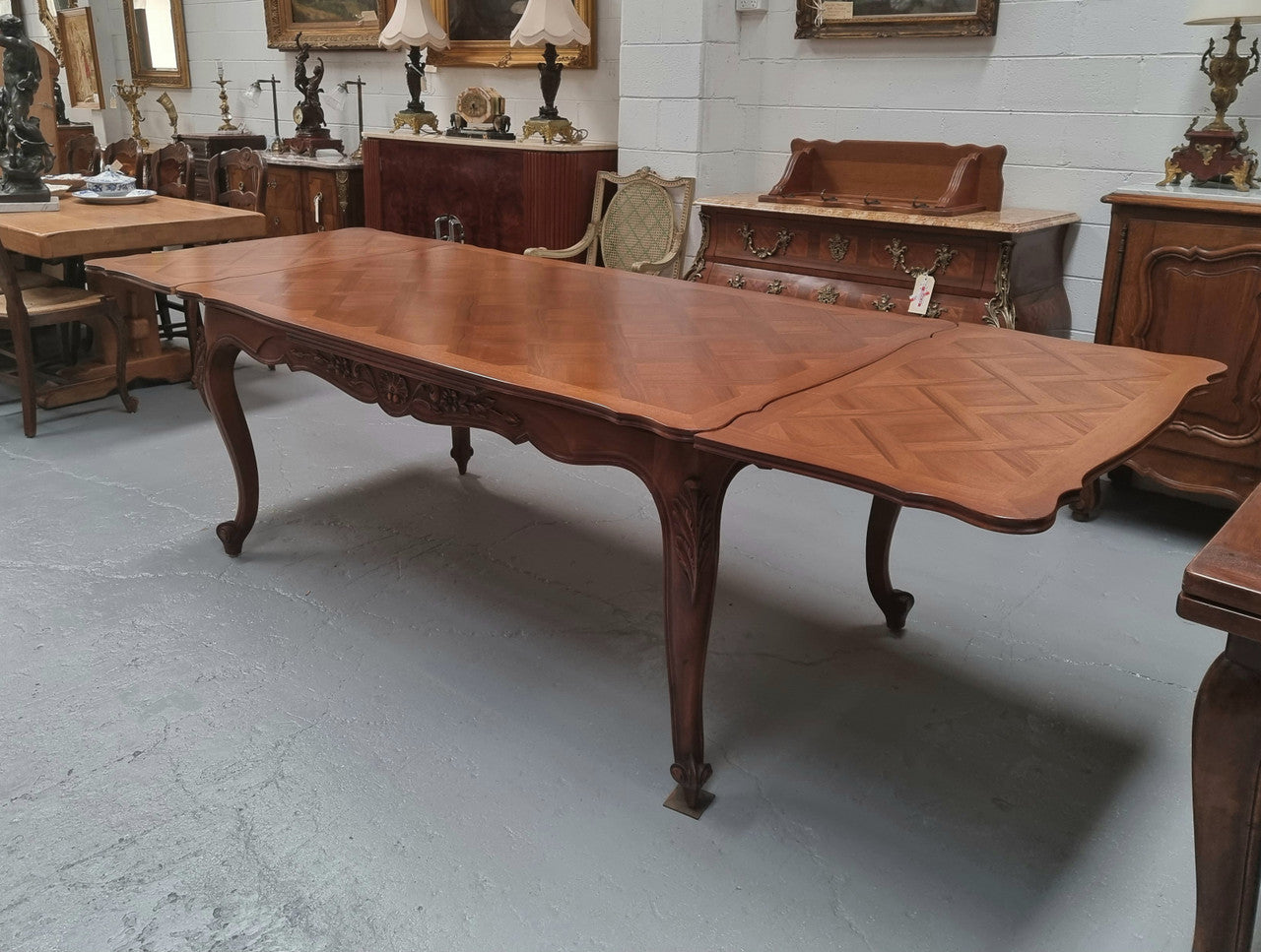 Louis XV Style Parquetry Top Extension Table