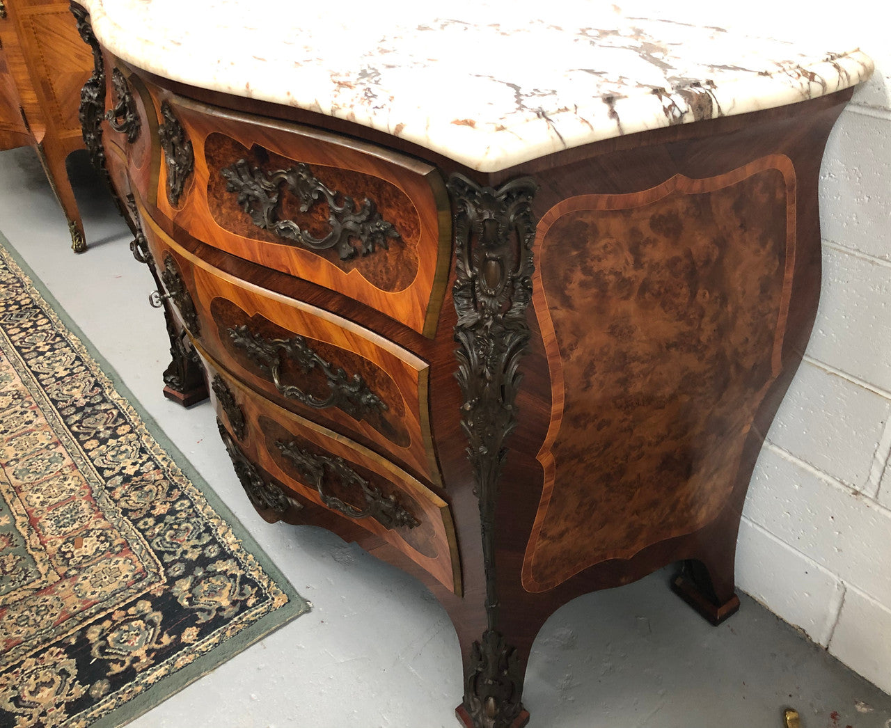 Antique French Louis XV Style Bombe Commode