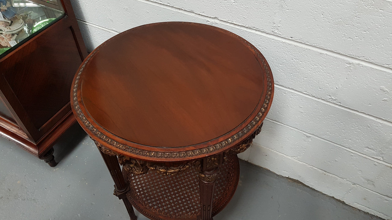 French Louis XVI Style Carved Two Tier Table