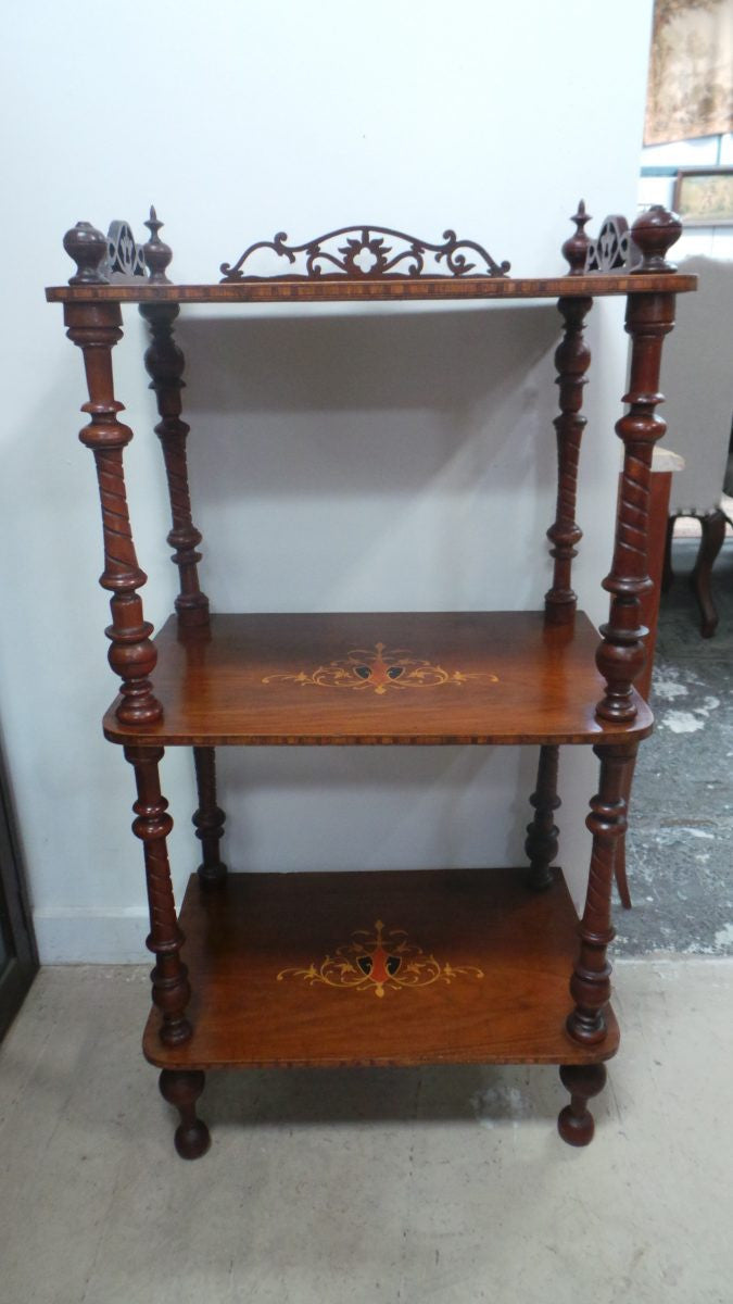 A Beautiful Victorian English Inlaid And Detailed Carved Whatnot